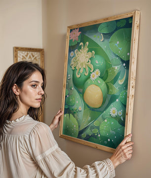 Scène aquatique luxuriante avec des fleurs de lotus et des feuilles vertes