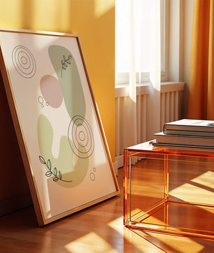 Abstract shapes and leaves in minimalistic design