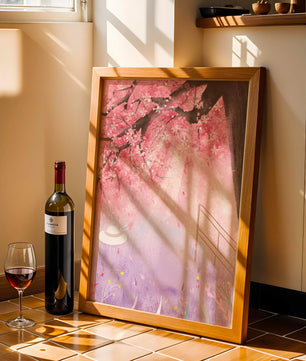 Cherry Blossom Garden with Spring Flowers and Sunlight
