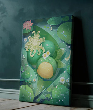 Scène aquatique luxuriante avec des fleurs de lotus et des feuilles vertes