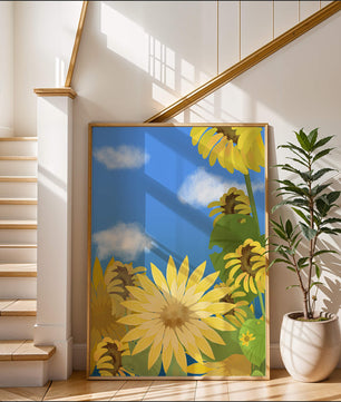 Sunny Sunflowers Against a Bright Blue Sky