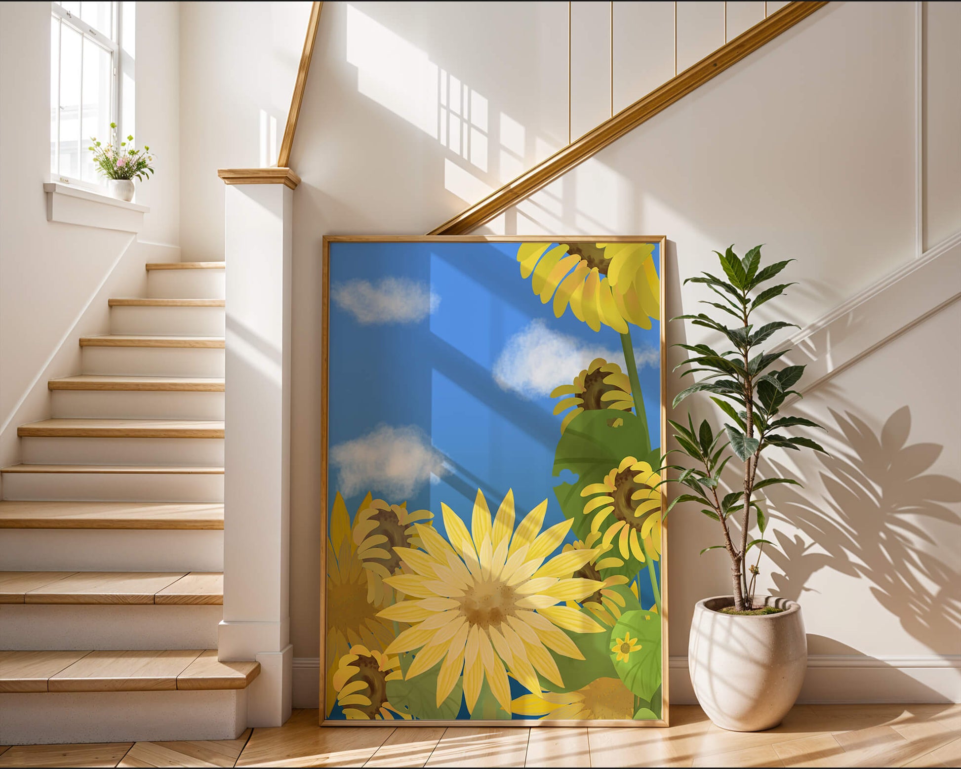 Sunny Sunflowers Against a Bright Blue Sky