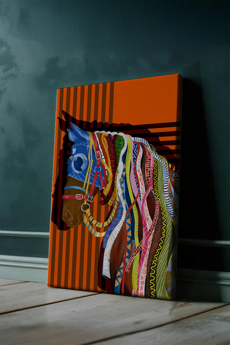Colorful abstract horse art with intricate patterns
