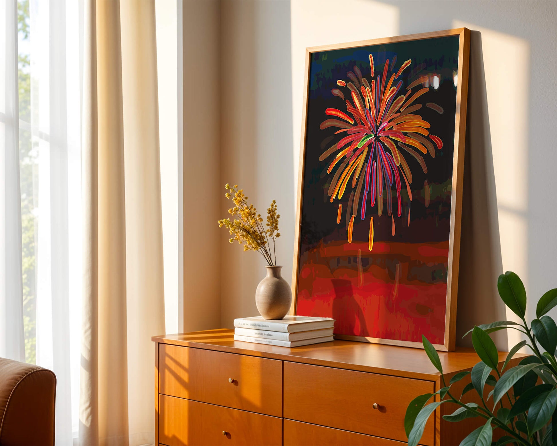 Feu d'artifice vibrant avec des éclats colorés