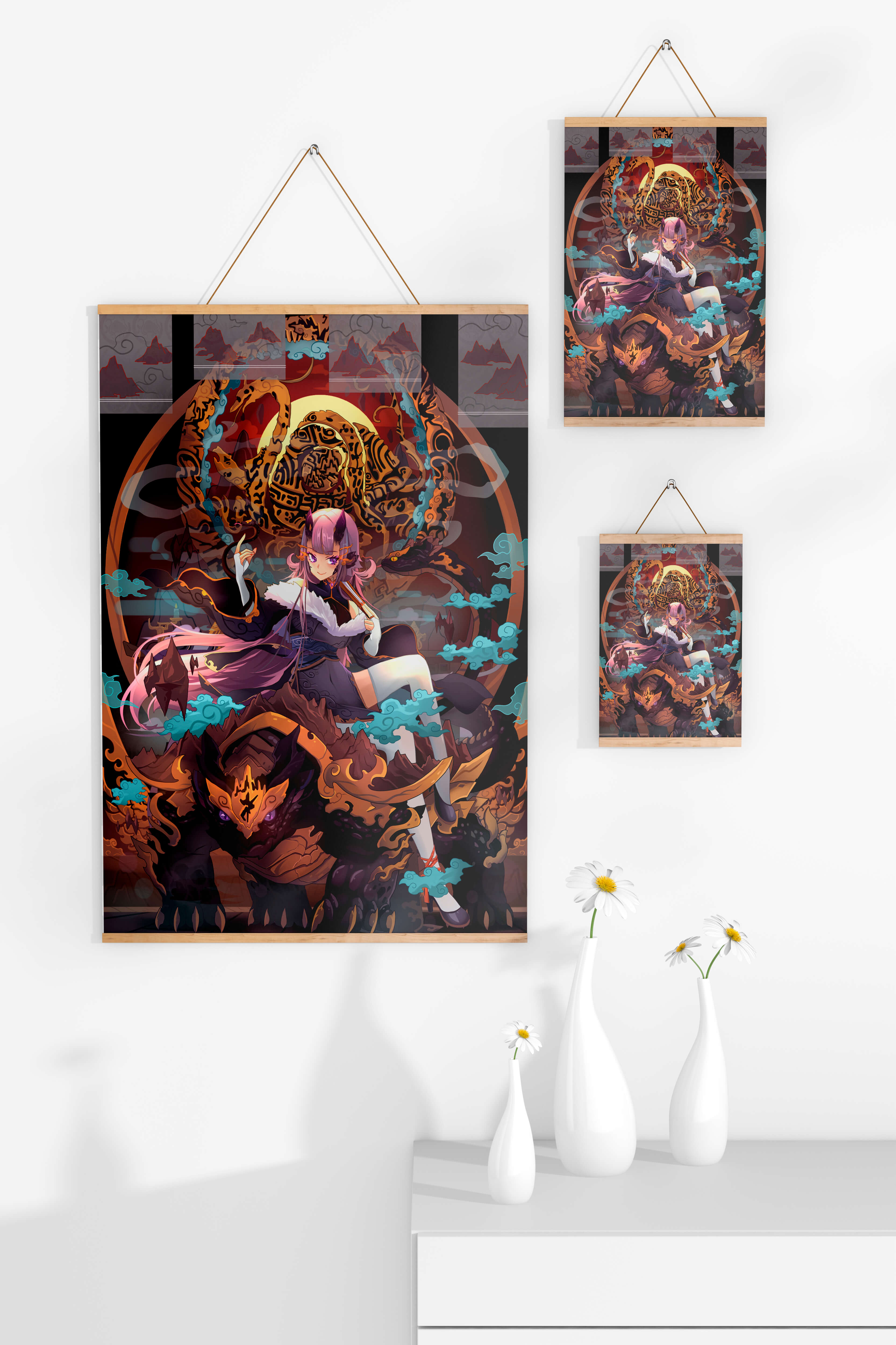 Fantasy character with mythical beast in vibrant illustration