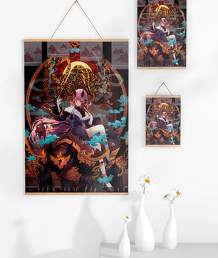 Fantasy character with mythical beast in vibrant illustration