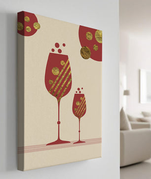 Stylish wine glasses with gold accents and a festive theme