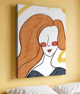 Illustration Of A Woman With Red Hair And Minimalist Features - Mi tienda