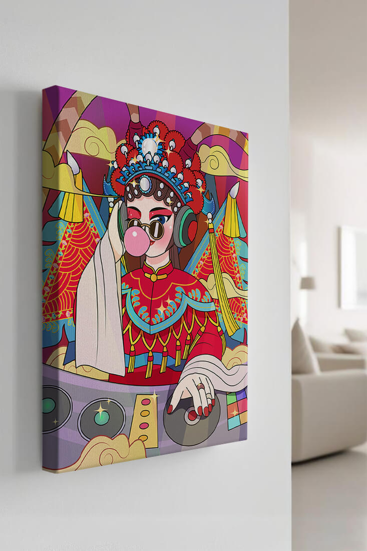 Vibrant DJ illustration combining traditional and modern elements