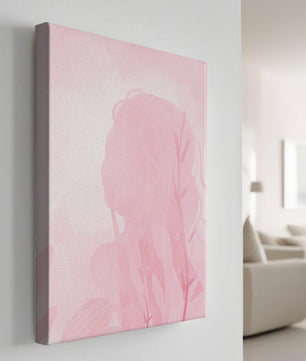Silueta abstracta rosa sutil con elementos florales