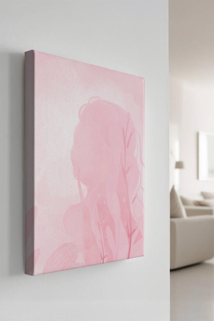 Subtle pink abstract silhouette with floral elements