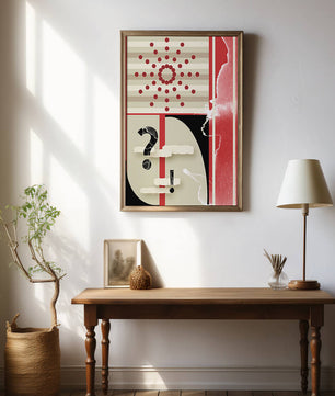 Design géométrique abstrait avec des éléments rétro et des symboles audacieux