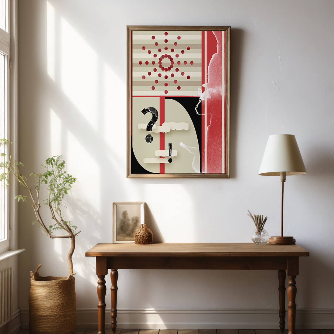 Design géométrique abstrait avec des éléments rétro et des symboles audacieux
