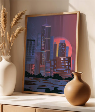 Modern Cityscape at Sunset with Skyscrapers and Vibrant Sky - Mi tienda