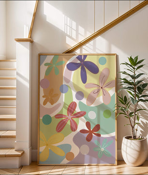 Motif floral abstrait coloré