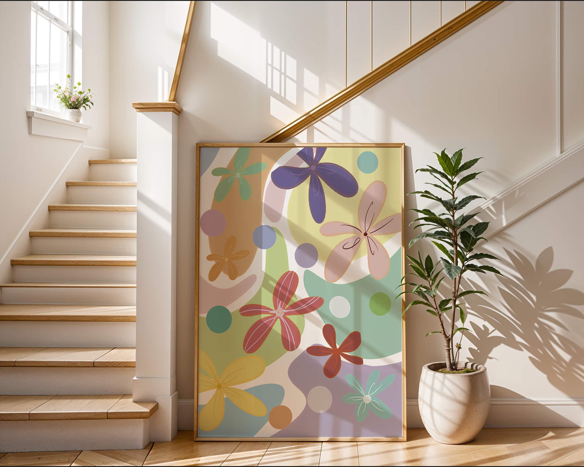 Motif floral abstrait coloré