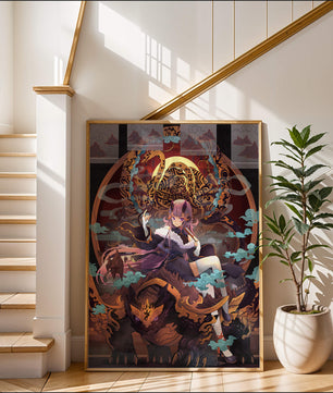 Fantasy character with mythical beast in vibrant illustration