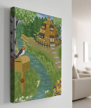 Paysage charmant avec une maison unique et un jardin luxuriant