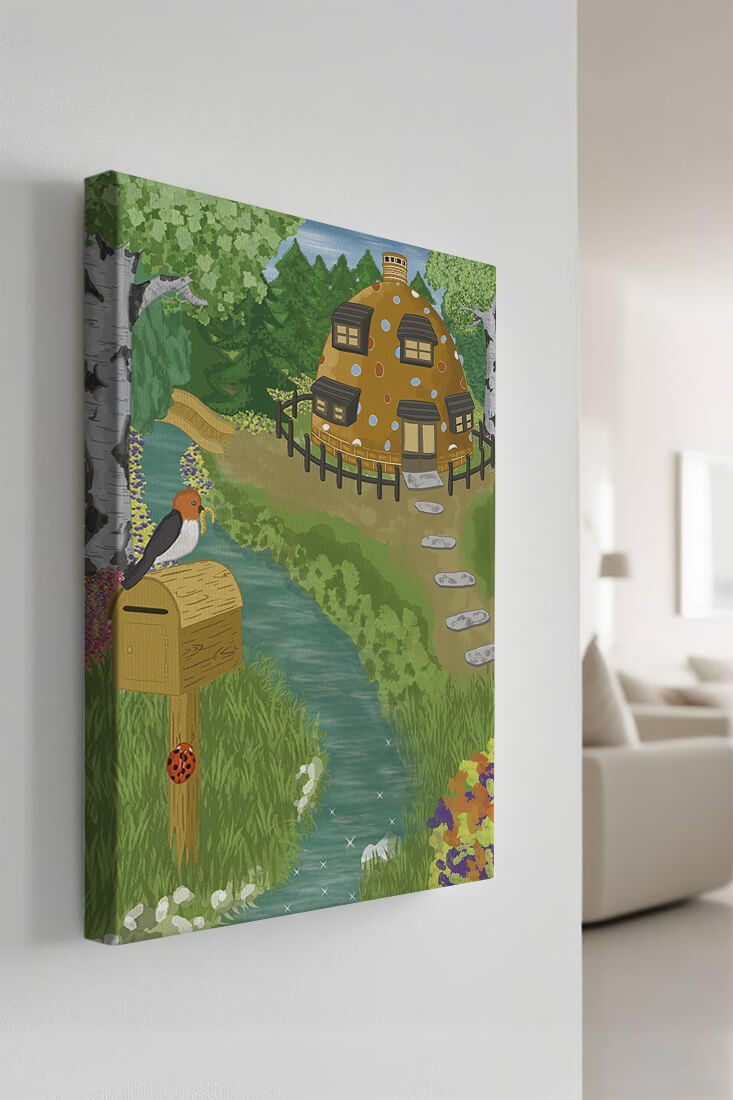 Paysage charmant avec une maison unique et un jardin luxuriant