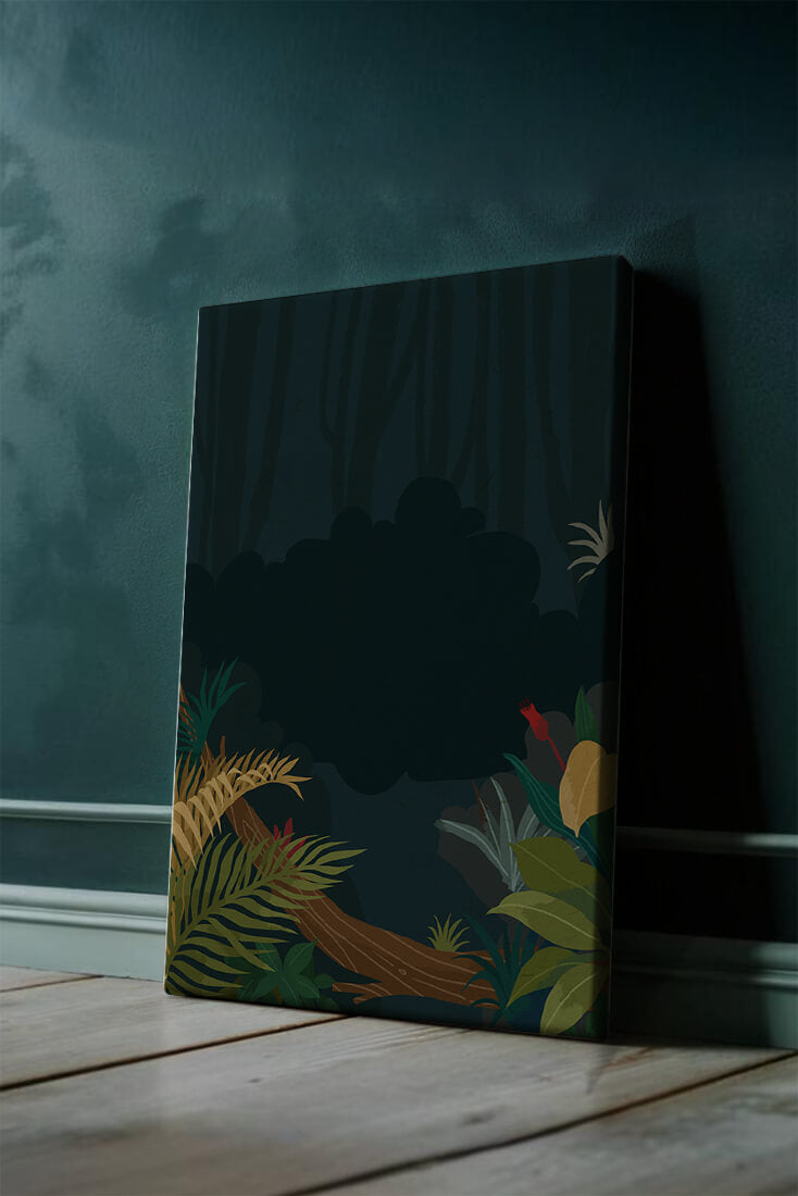 Illustrated Jungle Landscape with Lush Foliage