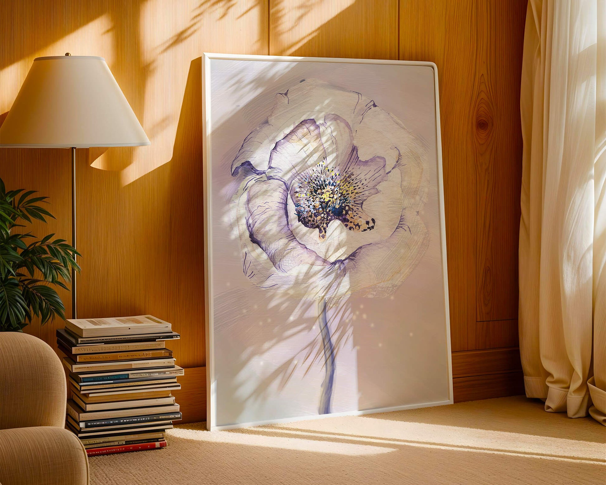 Elegant watercolor flower illustration with delicate pastel tones