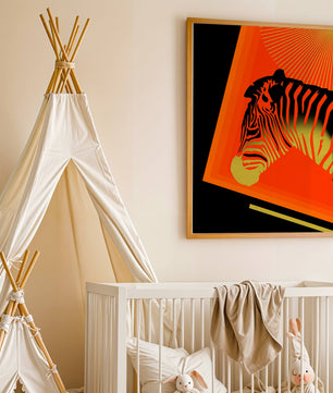 Abstract Zebra with Vibrant Colors and Golden Elements