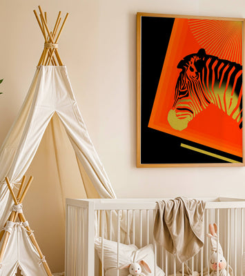 Abstract Zebra with Vibrant Colors and Golden Elements