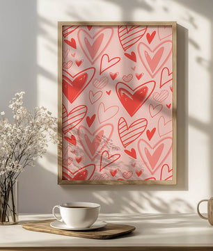Playful Heart Pattern on Pink Background - Mi tienda