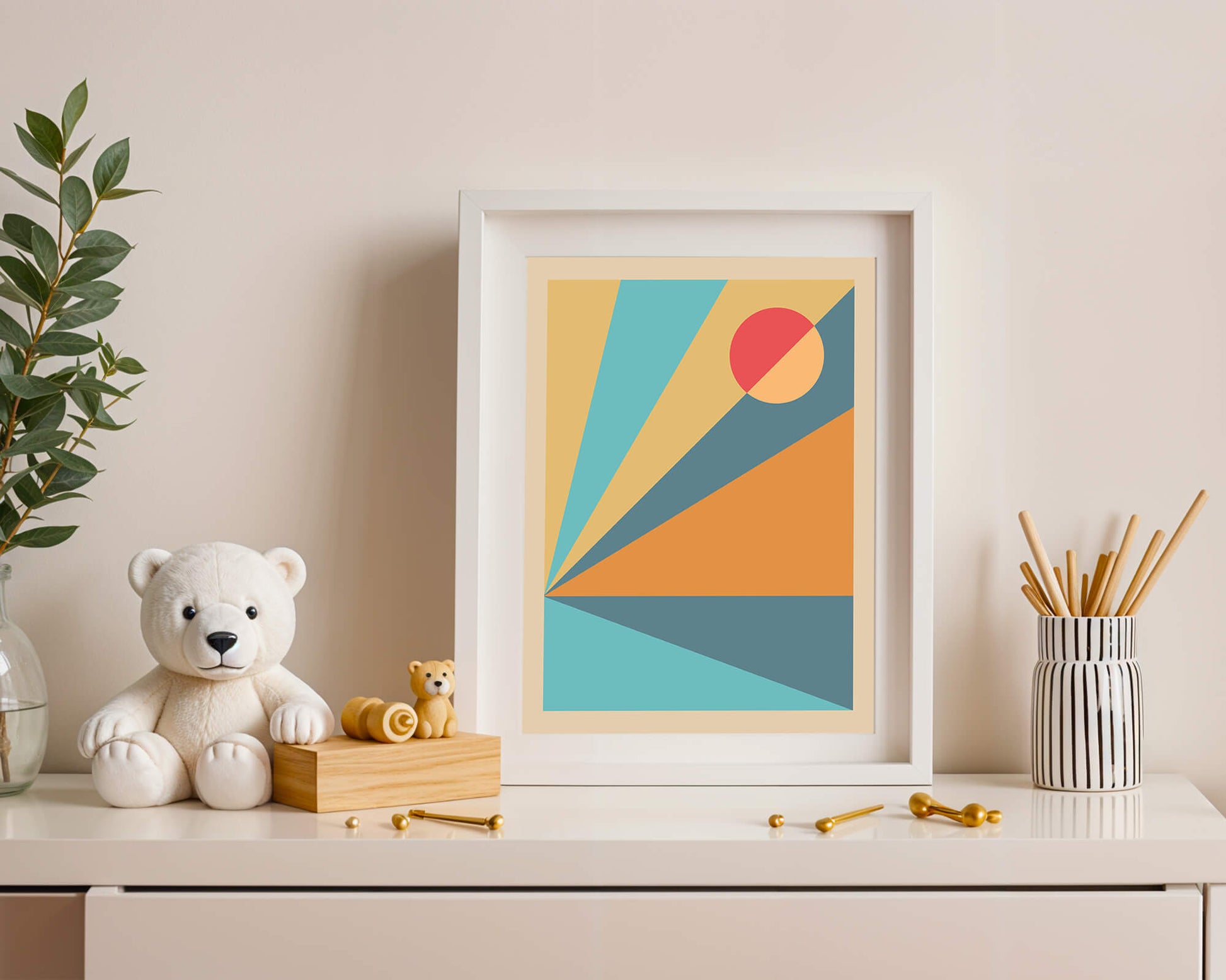 Geometric Abstract Art with Bold Colors and Circles