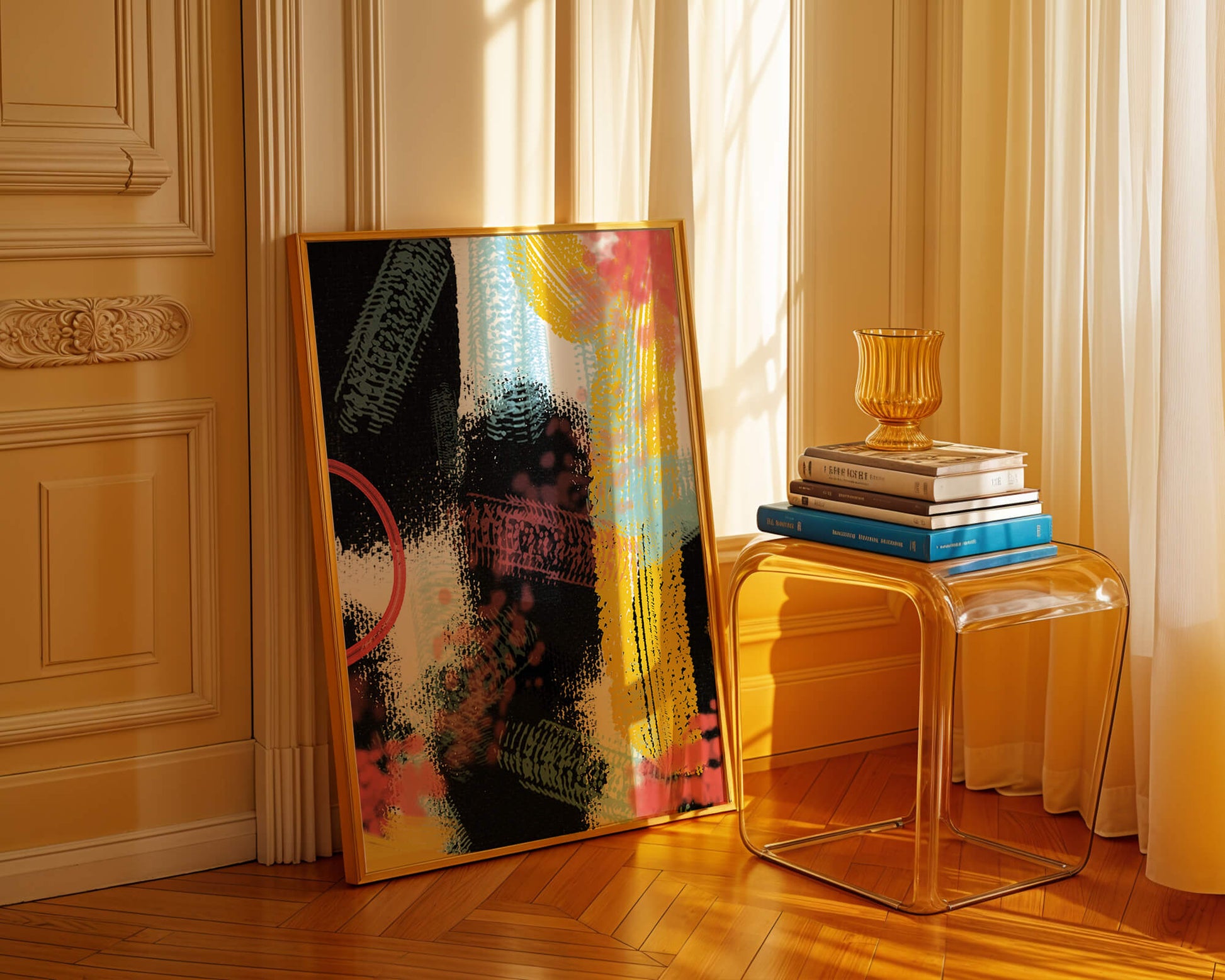Vivid Abstract Art with Bold Colors and Expressive Brushstrokes