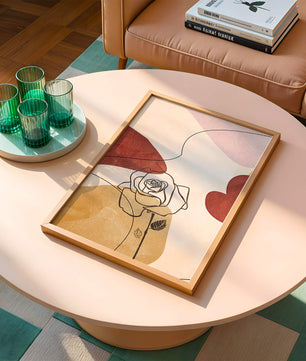 Abstract Line Art Rose with Earth Tones and Minimalist Design - Mi tienda