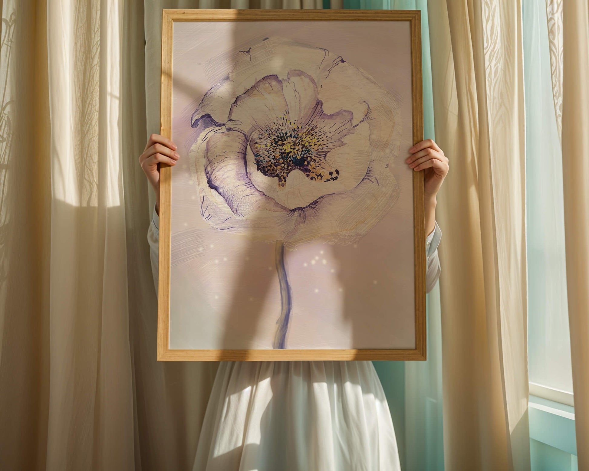 Elegant watercolor flower illustration with delicate pastel tones