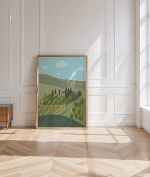 Paysage charmant de campagne toscane avec collines ondulées et cyprès