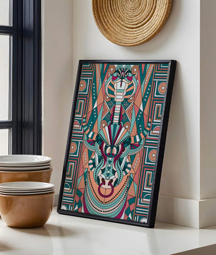 Colorful Geometric Animal and Snake Art Design with Tribal Patterns