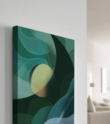 Abstract green and blue fluid shapes with gradient effect