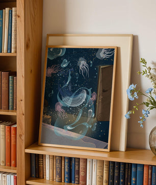 Tema de cuarto submarino con medusas y una puerta