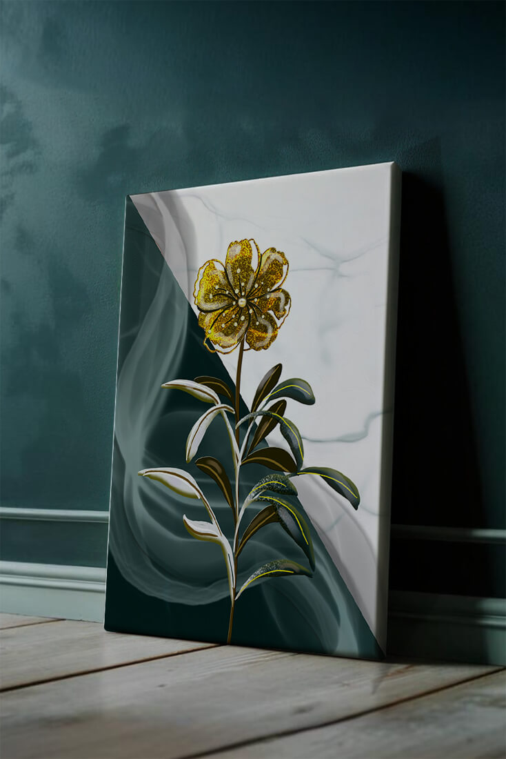Elegant golden flower art with abstract background