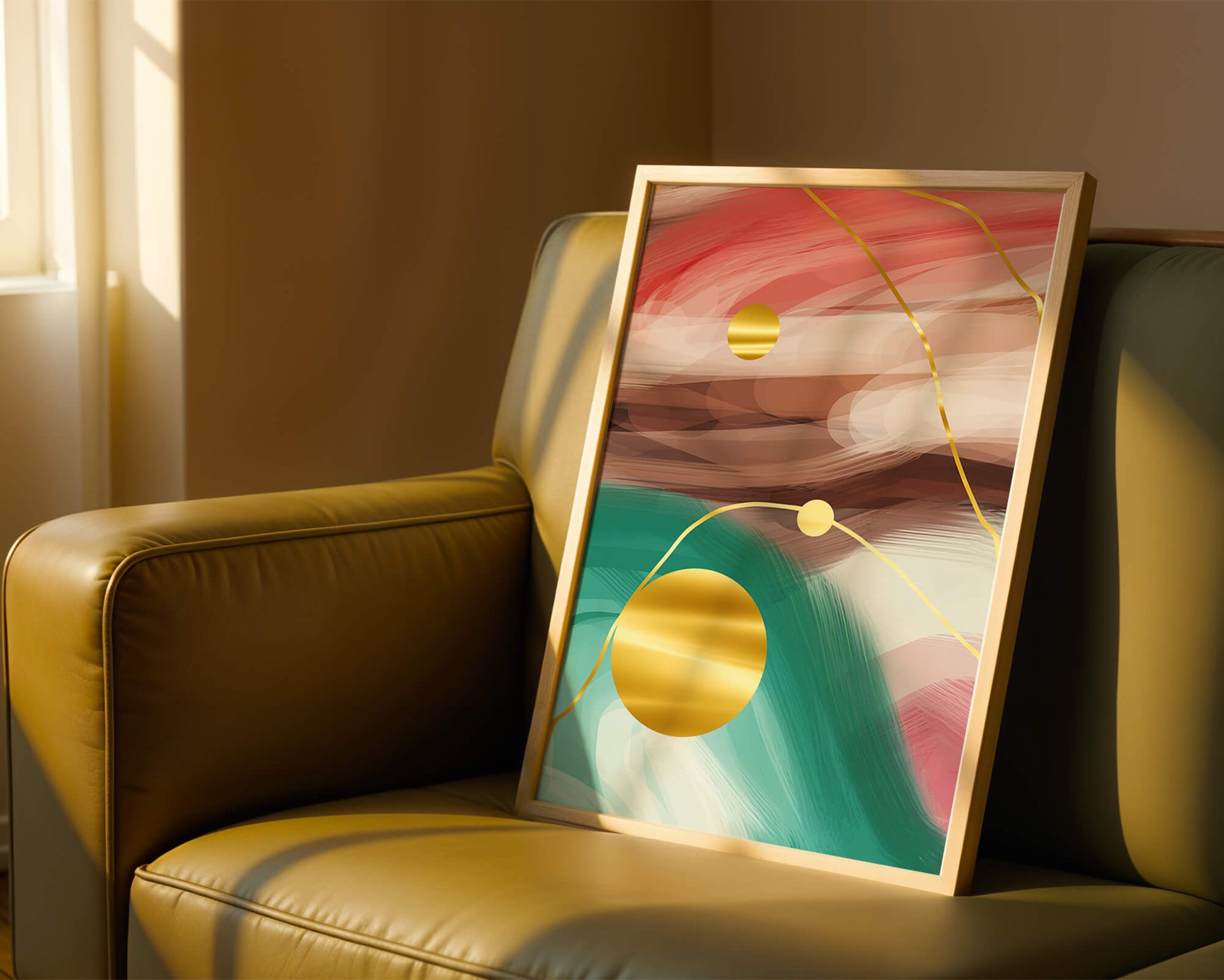 Abstract Expressionism with Gold Accents and Earthy Tones