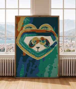 Art abstrait coloré de panda avec des motifs vibrants