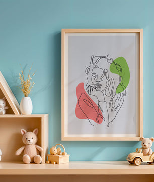 Modern Line Art Portrait With Abstract Shapes