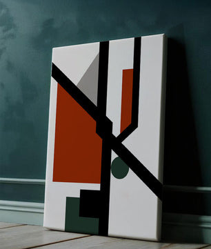 Colorful geometric abstract art with bold black lines