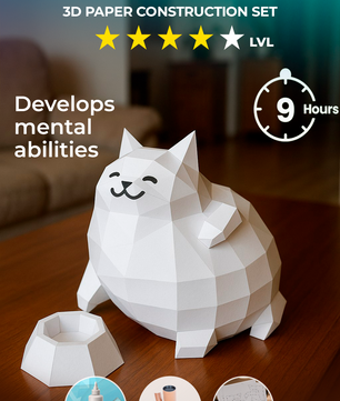 PaperCraft Gato poligonal de papel, figura decorativa, manualidades 3D para montar DIY