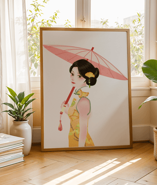 Japanese Geisha Wall Art | Oriental Minimalist Poster | Traditional Asian Decor Print - Mi tienda