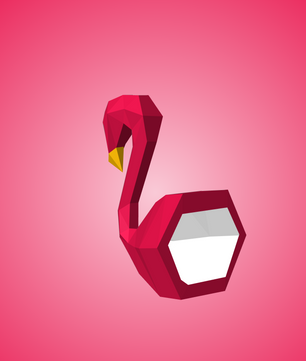 3D Wall Flamingo Papercraft wall flamingo papercraft kit! Polygonal paper art, 37x35x19 cm. Unique DIY wall decor - Mi tienda