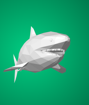 Figura de tiburón de papel poligonal 3D para ensamblar 30 x 27 x 93 – kit de manualidades de papercraft decorativo, escultura geométrica moderna para mesa o estantería