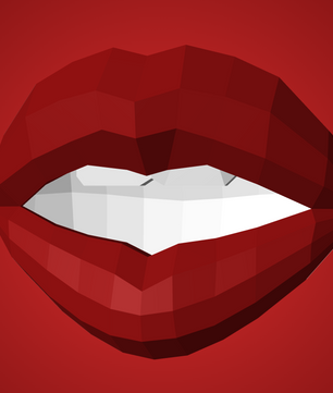 3D lips with teeth papercraft, polygonal paper figure for assembly, 35x26x20 cm, 49 parts – DIY geometric sculpture, unique wall art for creative workspace