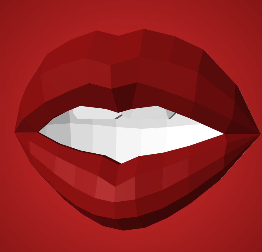 3D lips with teeth papercraft, polygonal paper figure for assembly, 35x26x20 cm, 49 parts – DIY geometric sculpture, unique wall art for creative workspace