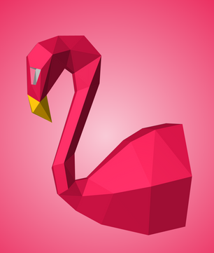 3D Wall Flamingo Papercraft wall flamingo papercraft kit! Polygonal paper art, 37x35x19 cm. Unique DIY wall decor - Mi tienda