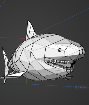 Figura de tiburón de papel poligonal 3D para ensamblar 30 x 27 x 93 – kit de manualidades de papercraft decorativo, escultura geométrica moderna para mesa o estantería