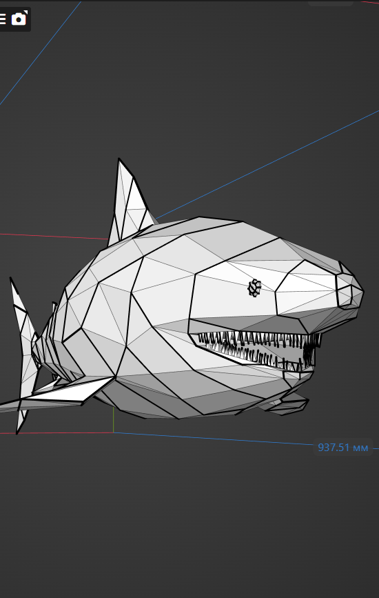 Figura de tiburón de papel poligonal 3D para ensamblar 30 x 27 x 93 – kit de manualidades de papercraft decorativo, escultura geométrica moderna para mesa o estantería